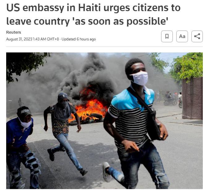 继7月发布针对海地的旅行警告后，美国国务院再次提升了对该国的安全警告级别 ...
