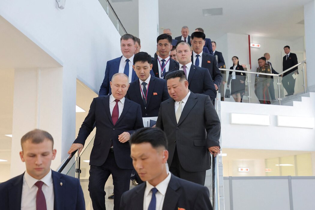 俄罗斯总统普京周三在俄罗斯东方航天发射场与朝鲜领导人金正恩会面